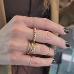 Gold Filled Stacking Ring - Delicate Tarnish-Free 3mm  4mm Beaded Alternating Pattern Stretch Fit Ring