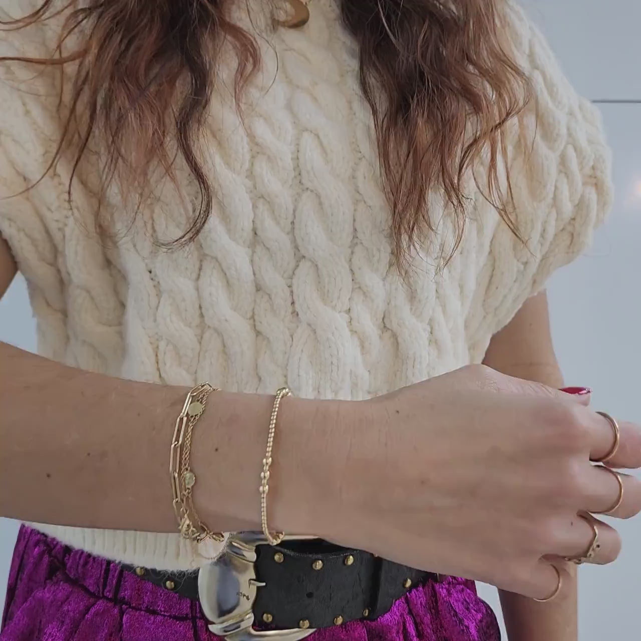 Layering Stretch Bracelet, Gold Filled Beads (2mm & 4mm Sections)