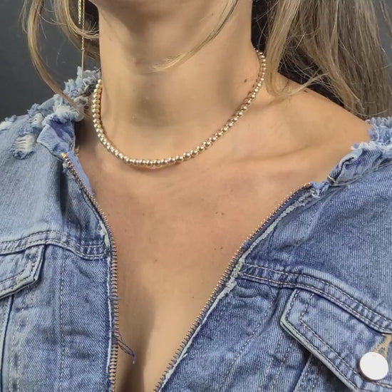 Dainty Gold Filled Layering Necklace 5mm Beaded Bohemian Bridesmaid Gift - Perfect for Women - Tarnish Free