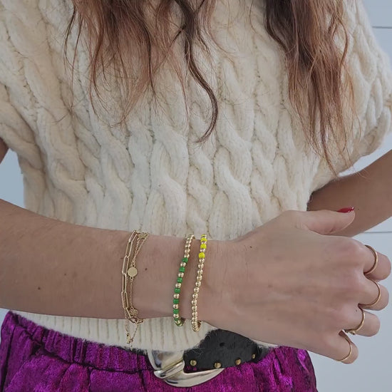 Colorful Stackable Gold Filled Beaded Bracelet - Waterproof Womens Jewelry
