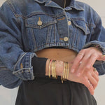 Set Of 7  Bangles- Durable Gold Plated Stackable Bangle Bracelets Perfect For Women And Bridesmaid Gift
