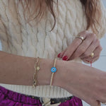 Mother of Pearl Evil Eye Gold Filled Bracelet, Good Luck Eye , Isabella Celini, Gold Filled Beaded, Stacking Bracelet, Gift for Women