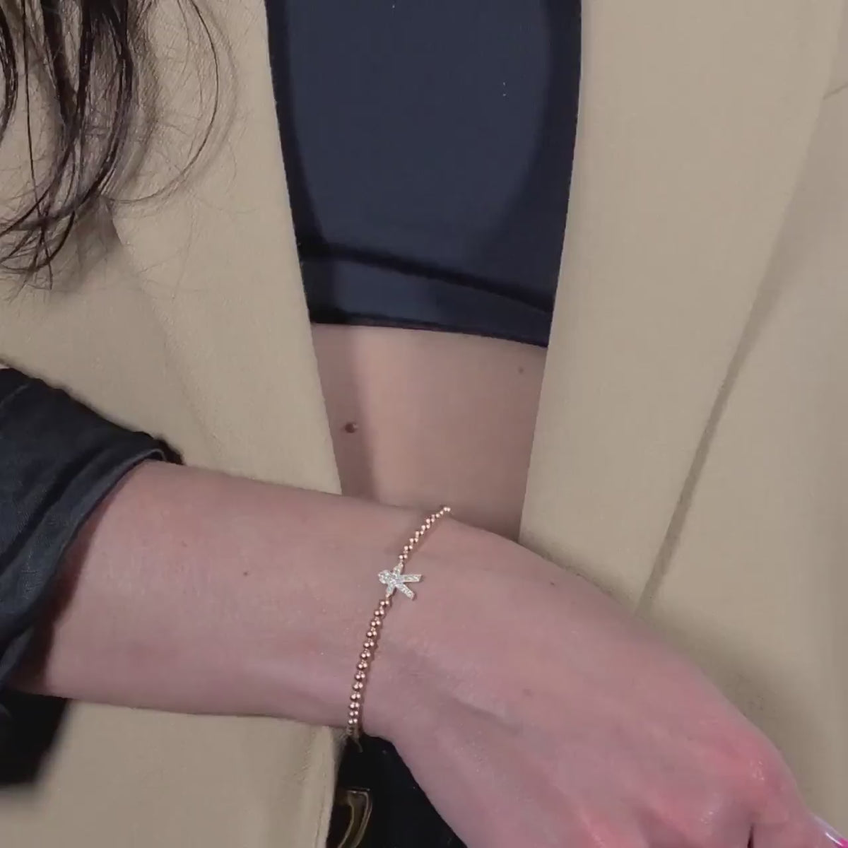 Delicate Gold Filled Boy Pendant Bracelet with Stretch Design - Stackable and Versatile