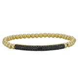 Pave Bar Bracelet Gold Filled Stretch Bracelet Black Cubic Zirconia