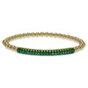 Pave Bar Bracelet Gold Filled Stretch Bracelet Green Cubic Zirconia