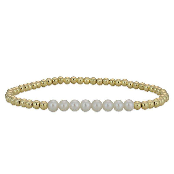 Semi Precious Bead Section Bracelet Stretch Bracelet Gold Filled Fresh Water Pearl