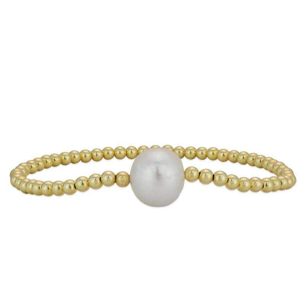 White Pearl Bracelet Stretch Bracelet Gold Filled