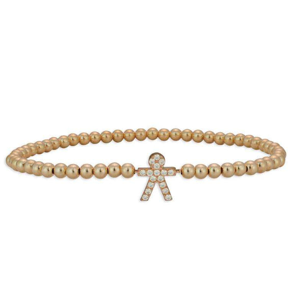 Boy pendant bracelet cubic zirconia stretch bracelet sterling silver rose gold filled