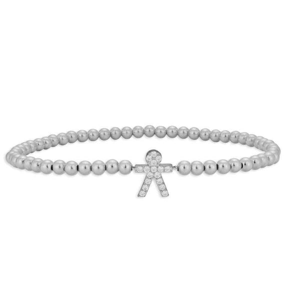 Boy pendant bracelet cubic zirconia stretch bracelet sterling silver