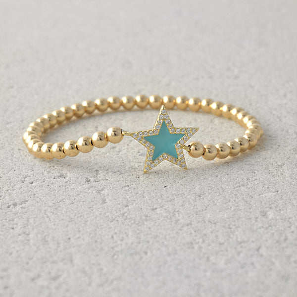 Star, Star Bracelet, Gold Filled, Gold Filled Bracelet, celestial bracelet, enamel bracelet, gold filled beads