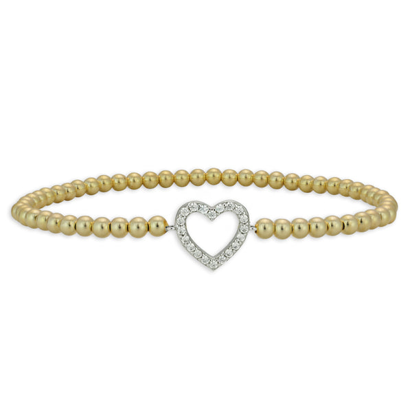 heart, heart Bracelet, Gold Filled, Gold Filled Bracelet, Sterling Silver Bracelet, CZ Pendant, gold filled beads, love bracelet