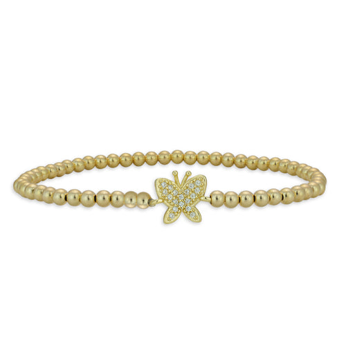 Butterfly, Butterfly Bracelet, Gold Filled, Gold Filled Bracelet,CZ Pendant, gold filled beads, insect bracelet, nature bracelet, animal bracelet