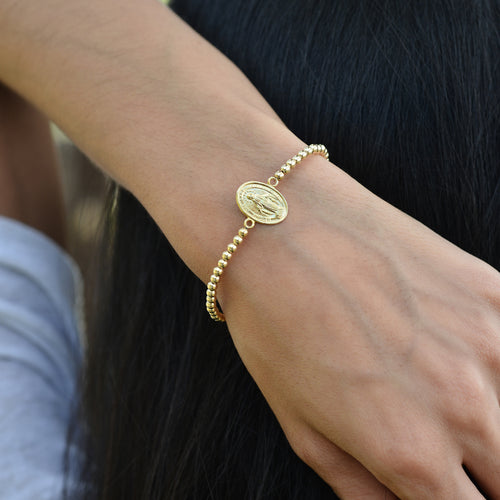 Virgin Mary, Virgin Mary Bracelet, Gold Filled, Gold Filled Bracelet, gold filled beads, religious bracelet
