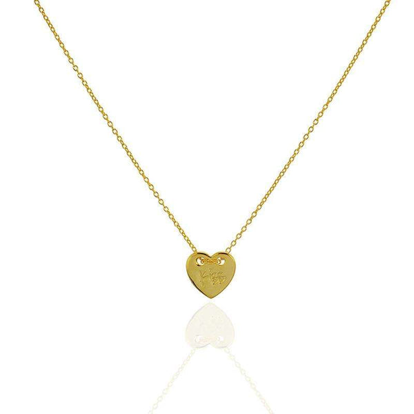 Heart Necklace Kiss Engraved Necklace Sterling Silver Gold Plated
