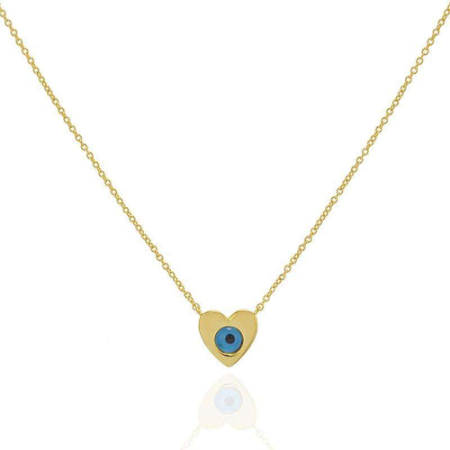 Evil Eye Necklace Heart Necklace Sterling Silver Gold Plated