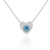 Evil Eye Necklace Heart Necklace Sterling Silver Plated