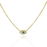 Evil Eye Mother of Pearl Necklace Sterling Silver Gold Plated